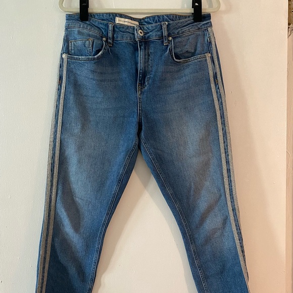 COPY - Silver tuxedo stripe cropped skinny jeans - Pilcro - Picture 2 of 4